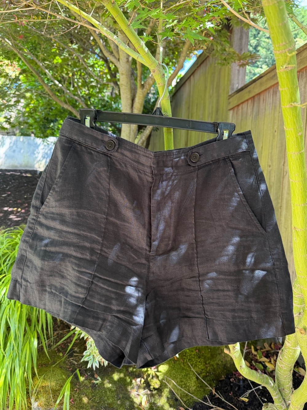 Madewell 100% Linen Black High Rise Shorts Size 4